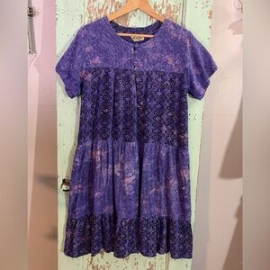 Women’s Lady Cactus purple tie-dye short sleeve dress